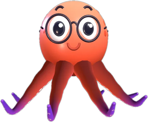 Ollie, the RunOctopus octopus with round glasses